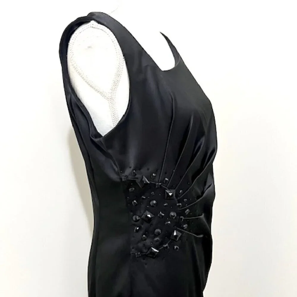 Jackie Jon Black Sleeveless Beaded Dress Formal Cocktail Party Evening 10